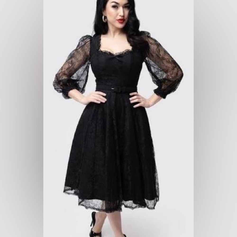 Vixen By Micheline Pitt Gothic Black Lace Swinger Dress Size 3X